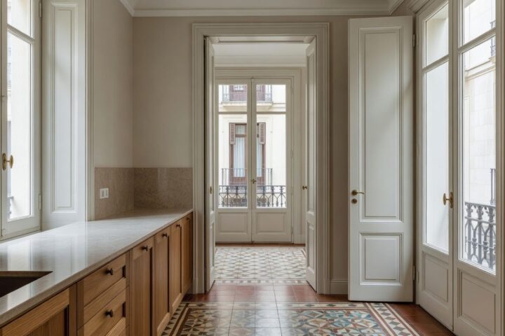 La cocina y la galería en las fincas del Eixample